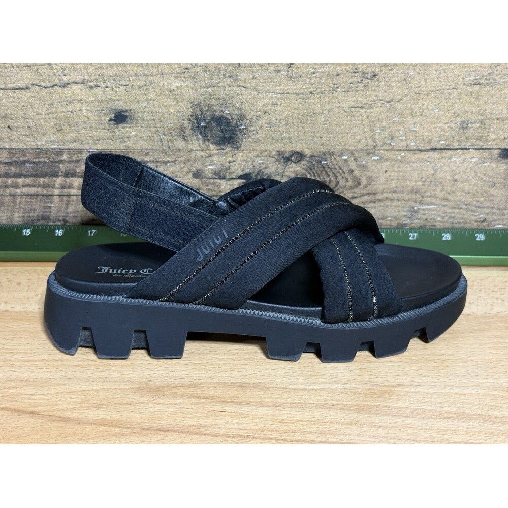 🔥Juicy Couture UMME Black Bling Slingback Chunky Sandal 8.5 Platform Y2K